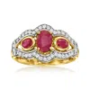 Ross-simons Ruby And . White Zircon Ring In 18kt Gold Over Sterling In Red