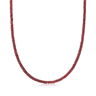 Ross-simons Ruby Bead Necklace With 14kt Yellow Gold Magnetic Clasp In Multi