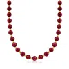 Ross-simons Ruby Bead Necklace With 14kt Yellow Gold In Multi