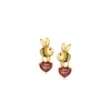 Ross-simons Ruby "bee Mine" Bumblebee Heart Drop Earrings With . Citrines And . Black Spinels In 18kt Gold Over In Red