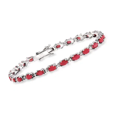 Ross-simons Ruby Bracelet With Diamond Accents In Sterling Silver In Multi
