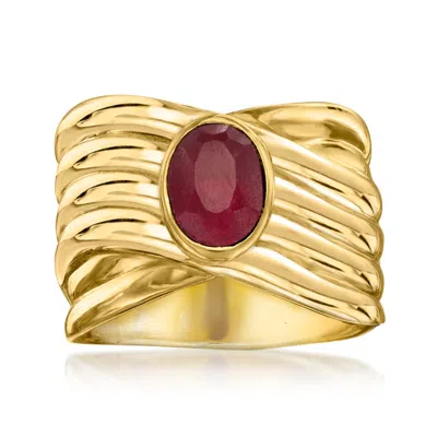 Ross-simons Ruby Crisscross Ring In 18kt Gold Over Sterling In Red