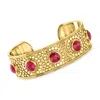 Ross-simons Ruby Cuff Bracelet In 18kt Gold Over Sterling Silver In Multi