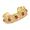 ROSS-SIMONS RUBY CUFF BRACELET IN 18KT GOLD OVER STERLING SILVER