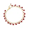 Ross-simons Ruby Drop Anklet In 18kt Gold Over Sterling In Multi