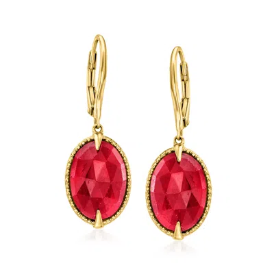 Ross-simons Ruby Drop Earrings In 18kt Gold Over Sterling In Red