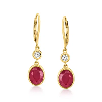 Ross-simons Ruby Drop Earrings With . Lab-grown Diamonds In 18kt Gold Over Sterling