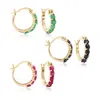 Ross-simons Ruby, Emerald And Sapphire Jewelry Set: 3 Pairs Of Huggie Hoop Earrings In Red