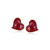 Ross-simons Ruby Heart Earrings In 18kt Gold Over Sterling In Red