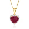 Ross-simons Ruby Heart Pendant Necklace With . Diamonds In 14kt Yellow Gold In Multi