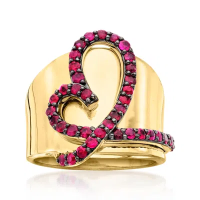 Ross-simons Ruby Heart Ring In 18kt Gold Over Sterling In Red
