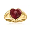 Ross-simons Ruby Heart Ring In 18kt Gold Over Sterling In Gold