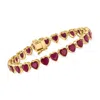 Ross-simons Ruby Heart Tennis Bracelet In 18kt Gold Over Sterling In Red