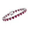 Ross-simons Ruby Heart Tennis Bracelet In Sterling Silver In Multi