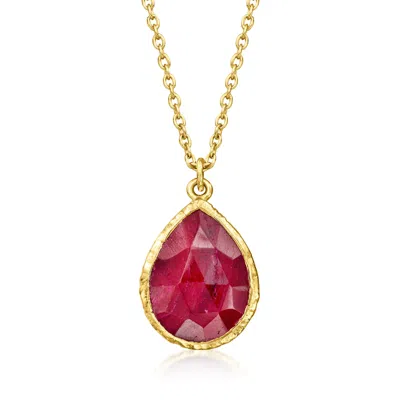 Ross-simons Ruby Necklace In 18kt Gold Over Sterling In Multi