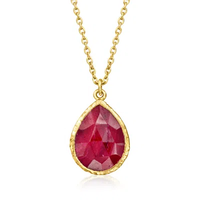 Ross-simons Ruby Necklace In 18kt Gold Over Sterling In Multi