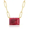 Ross-simons Ruby Paper Clip Link Necklace In 18kt Gold Over Sterling In Pink