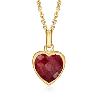 Ross-simons Ruby Pendant Necklace In 18kt Gold Over Sterling