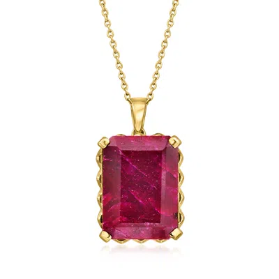 Ross-simons Ruby Pendant Necklace In 18kt Gold Over Sterling In Multi