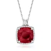 Ross-simons Ruby Pendant Necklace With . White Topaz In Sterling Silver In Metallic