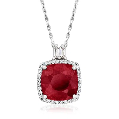 Ross-simons Ruby Pendant Necklace With . White Topaz In Sterling Silver In Metallic