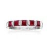 ROSS-SIMONS RUBY RING WITH DIAMOND ACCENTS IN STERLING SILVER