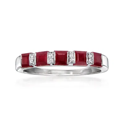 Ross-simons Ruby Ring With Diamond Accents In Sterling Silver In Red