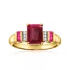 Ross-simons Ruby Ring With Diamonds In 14kt Yellow Gold In Red