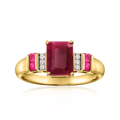 Ross-simons Ruby Ring With Diamonds In 14kt Yellow Gold In Red