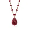 Ross-simons Ruby Station Necklace In 14kt Yellow Gold In Multi