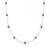 Ross-simons Ruby Station Necklace In Sterling Silver In Red