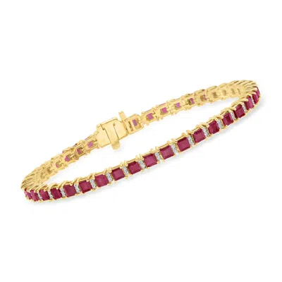 Ross-simons Ruby Tennis Bracelet With . Diamonds In 18kt Gold Over Sterling In Multi