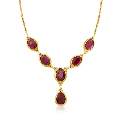 Ross-simons Ruby Y-necklace In 18kt Gold Over Sterling In Multi