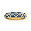 Ross-simons Sapphire And Blue Enamel Fleur-de-lis Eternity Band In 18kt Gold Over Sterling In Blue