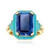 Ross-simons Sapphire And Blue Enamel Ring In 18kt Gold Over Sterling In Blue