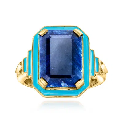 Ross-simons Sapphire And Blue Enamel Ring In 18kt Gold Over Sterling