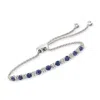 Ross-simons Sapphire And . Diamond Bolo Bracelet In Sterling Silver In White