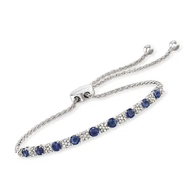Ross-simons Sapphire And . Diamond Bolo Bracelet In Sterling Silver In White