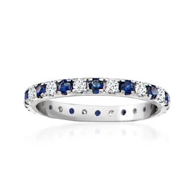 ROSS-SIMONS SAPPHIRE AND . DIAMOND ETERNITY RING IN 14KT WHITE GOLD