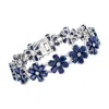 Ross-simons Sapphire And . Diamond Flower Bracelet In Sterling Silver In Multi