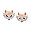 Ross-simons Sapphire And . Diamond Fox Earrings In 2-tone Sterling Silver In White