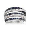 Ross-simons Sapphire And . Diamond Highway Ring In Sterling Silver In Blue