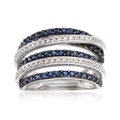 Ross-simons Sapphire And . Diamond Highway Ring In Sterling Silver In Blue
