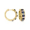 Ross-simons Sapphire And . Diamond Hoop Earrings In 18kt Yellow Gold In Multi