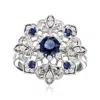 Ross-simons Sapphire And . Diamond Milgrain Ring In Sterling Silver In Blue