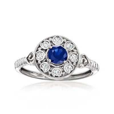 Ross-simons Sapphire And . Diamond Ring In 14kt White Gold In Blue