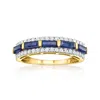 Ross-simons Sapphire And . Diamond Ring In 14kt Yellow Gold In Blue