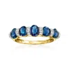 Ross-simons Sapphire And . Diamond Ring In 14kt Yellow Gold In Blue