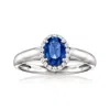 Ross-simons Sapphire And . Diamond Ring In Platinum In Blue
