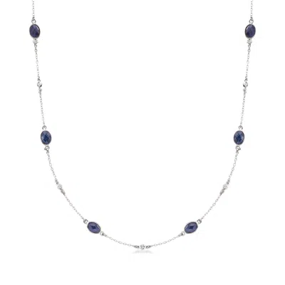 Ross-simons Sapphire And . Diamond Station Necklace In Sterling Silver In Multi